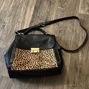 Black and Cheetah Print Vera Bradley Purse with Surprise Cat Print on Inside